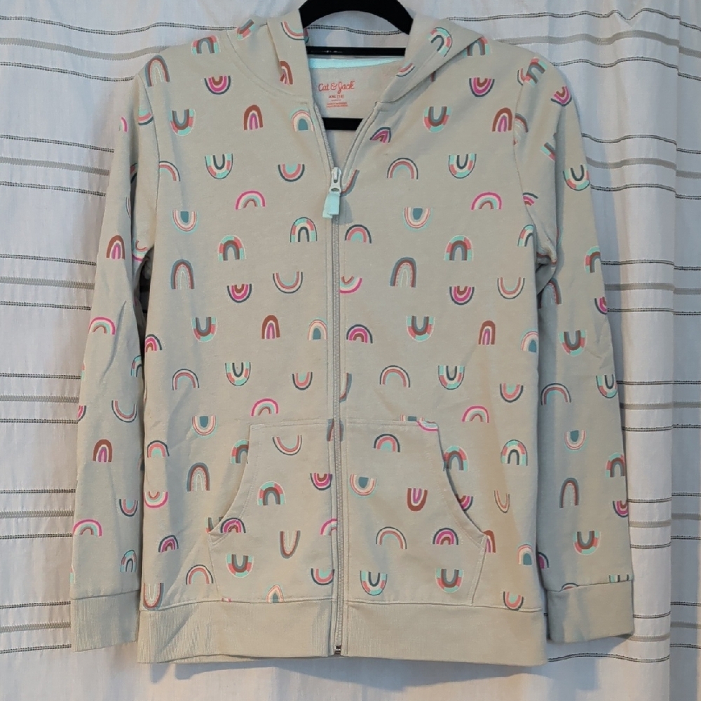 Cat & Jack Cream Hoodie with Rainbow Pattern